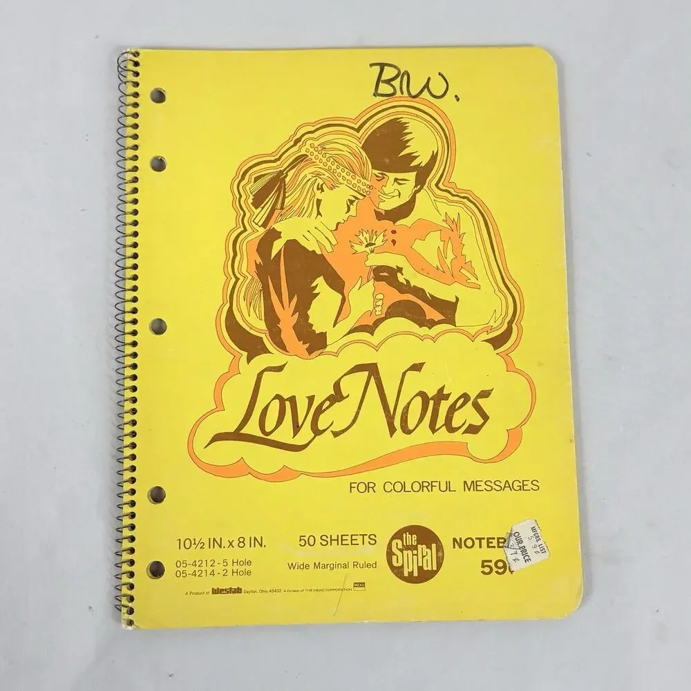 Vintage 1970s Westab Mead Love Notes Spiral Notebook Lot Color Filled Paper Rare